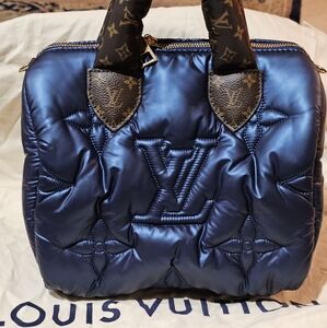 LOUIS VUITTON SKI Speedy 25 Pillow Blue Handbag Econyl Nylon, Excellent Cond.